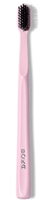 Boka Classic Manual Toothbrush with Extra Soft Activated-Charcoal, Tapered Bristles, Bioplastic Handle That Includes Travel Cap, Dentist-Approved, Great for Adults and Kids, Pink (Pack of 1)