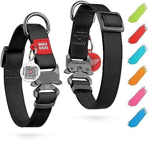 WAUDOG Halsband Hund Wasserfest Verstellbar für Große, Mittelgroße und Kleine Hunde/Welpen - Hundehalsband Mit Metall Verschluss