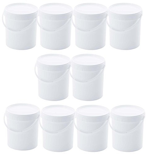 plasteo® Cubo de plástico vacío, color blanco, 5,10,20,30 litros (10 unidades, 10 litros)