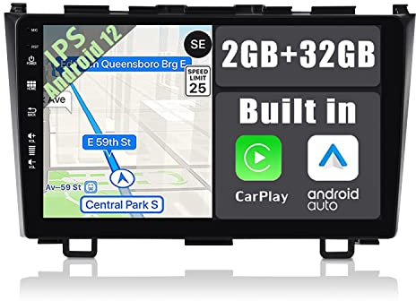 YUNTX Android 10 2 Din Car Radio Fit for Honda CRV (2007-2011) - 9 Inch - 2G+32G - Free Rear Camera & Canbus - Supports DAB/ Steering Wheel Control /WiFi / Bluetooth 5.0 / CarPlay/USB