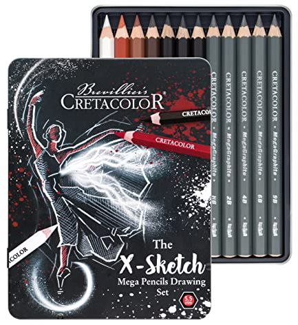CRETACOLOR The X-Sketch Mega Pencils Drawing Set | Künstlerstifte Zeichen- und Skizzierset, 1 stück (1er Pack)