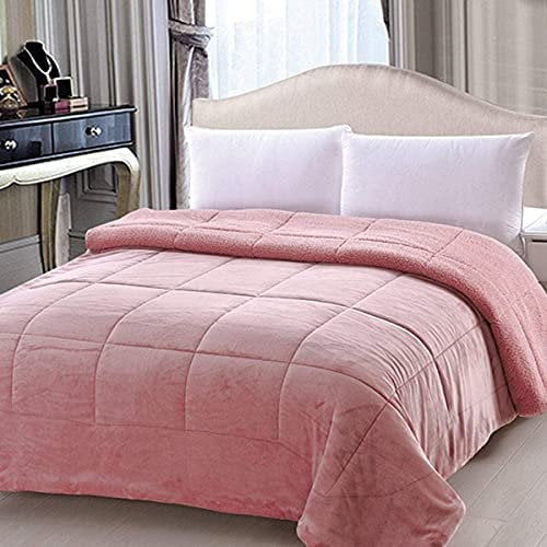 Corredocasa Piumone/Piumino Trapunta Coral Tinta Unita Caldo Double Face Vellutata Cinigliata Soffice Morbida Moderno Durevole Ideale per Casa Letto Famiglia Made in Italy(Matrimoniale, Rosa)