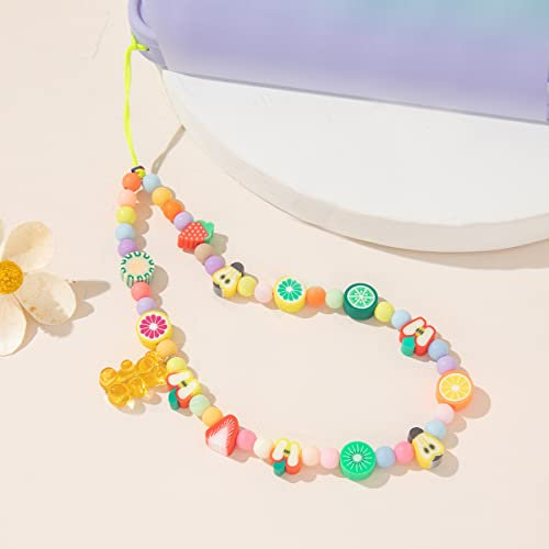 Duories 1 Stücke Niedlich Frucht Farbe Acryl Weiche Keramik Handykette Kurzes Handy-Lanyard Anti-Verlorene Telefon Anhänger Handy Schmuck Für Damen und Mädchen