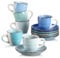 Espressotassen Steingut, vancasso BONITA 12-teiliges Espresso-Set, Stapelbare Kaffeetassen mit Untertasse 80ml, 6 Personen