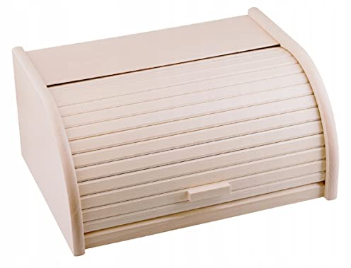 Go Practic Brotkasten aus Holz | Brot-Aufbewahrungsbox Küche | Rollbrotkasten aus Buchenholz | Brotbox | Brotaufbewahrung | Holzbox für Brot & Backwaren Groß