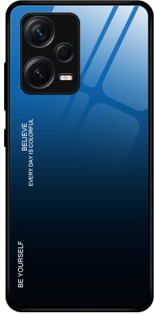 DEDUX Hülle für Xiaomi Redmi Note 12 Pro+ Plus 5G Handyhülle, Hülle Farbverlauf Glas und TPU Schutzhülle Case Cover für Xiaomi Redmi Note 12 Pro+ Plus 5G (Blau/Schwarz)