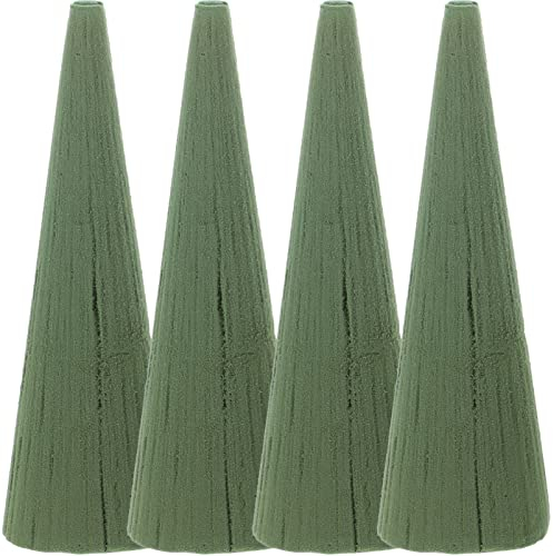 COHEALI 4 Stücke Blumensteckschaum Steckmasse Schaum Kegel Grün Steckschaum Nasssteckschaum Steckschwamm für DIY Basteln Blumen Gesteck Blumenarrangement Hochzeit Tischdeko 24X8CM