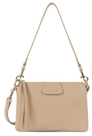 LANCASTER | Dune - Pochette Cuir de Vachette Grainé Beige foncé