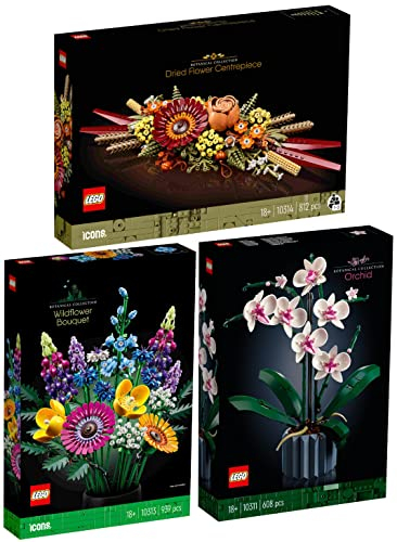 Lego 3er Set: 10311 Orchidee, 10313 Wildblumenstrauß & 10314 Trockenblumengesteck
