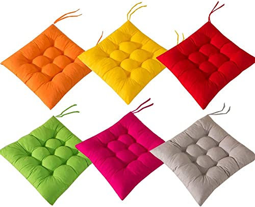 AGDLLYD 6 Coussins de Chaises Carrés 40x40 Coussins de Siège Décoration Maison Coussin Mat Matelassée,Confortable et coloré - Idéal pour intérieur et extérieur (6 Colors)
