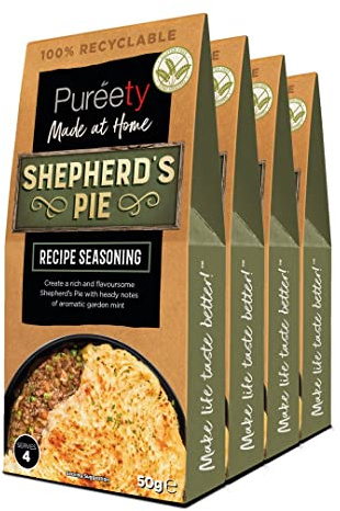 Pureety | GLUTEN FREE Shepherds Pie Recipe Seasoning | Restaurant quality meals made at home | One pack serves four | x 4 packs