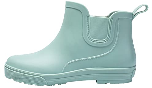 TOPEREUR Damen Kurze Gummistiefel Wasserdicht Regenstiefel Gummistiefeletten Damen Weitschaft Gummistiefel Winterstiefel Garten Stiefel Damenschuhe Bequeme Gummischuhe Regenschuhe C 39