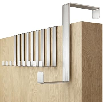 4smile Türhaken 10 Stück Edelstahl – Türgarderobe zum Einhängen aus Edelstahl, stabile Kleiderhaken Tür für 36/46mm – Türhakenleiste Haken zum Einhängen ohne Bohren, perfekt für Jacken und Accessoires