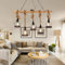 FWX Lampe à Suspension Bois Massif Vintage Suspension Luminaire Table à Manger Lampe E27 Hauteur réglable Lustre Salle à Manger Suspension Cage en Fer Suspension Bureau Cuisine Salon plafonnier