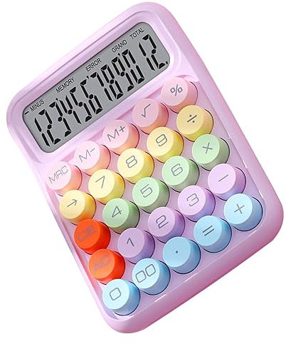Taschenrechner, Multifunktionaler Farbiger Elektronischer Taschenrechner, Mechanische Tastatur, Spritzwassergeschützt, für die Schule und zu Hause (Lila Lila)