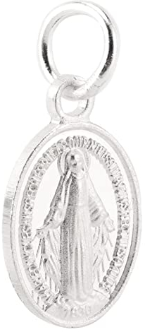 Jungfrau Maria Medaille Silber, 925 Stelring Silber Jungfrau Maria Halskette Christlicher Schmuck Ovale Medaillon-Medaillen-Anhänger-Halsketten