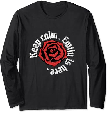Keep Calm Emily is Here, lustiges Design mit Namen Grunge Rose Langarmshirt