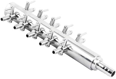 CAPASTEC Aquarium Air Valve, 10-Way Inline Manifold Air Valve Distributor for Aquarium Pump, 5.71x2.28x0.87inch (Silver Tone)