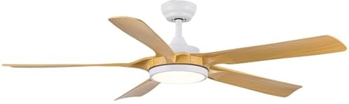 Newday Ventilatore da Soffitto Colore Legno, 142cm Ventilatore da Soffitto con Luce e Telecomando Grande, Pala Soffitto con Luce Dimmerabile, Ventola Soffitto Silenzioso con 5 Pale per Soggiorno