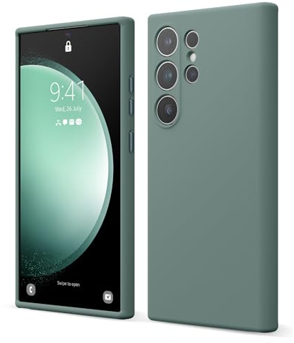 elago Flüssig Silikon Case Kompatibel mit Samsung Galaxy S24 Ultra Hülle, Premium Silikon Handyhülle, Ganzkörperschutz [4 Lagige Stoßfeste Struktur], Kratzfestes Weiches Mikrofaserfutter (Nachtgrün)