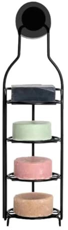xinbai Soap Holder for Shower Wall 4 Tier Round Soap Rack with Hook Dish Stainless Steel Bar Shower Bathroom Self Draining Rustproof Rack Powerful No Drilling for Bathroom, Kitchen(Black)
