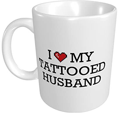 peiyeety Tazas de café divertidas de gran tamaño para mujeres, taza con texto en inglés I Love My Tattooed Husband, tazas de café divertidas para mujeres, tazas divertidas sarcasmo