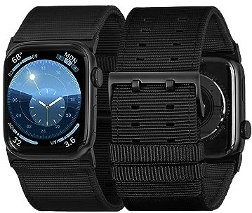 Tefeca Dual Series Replacement Straps - Compatible with Apple Watch & Apple Watch Ultra (Black Nylon with Adapters, 49/45/44/42mm)