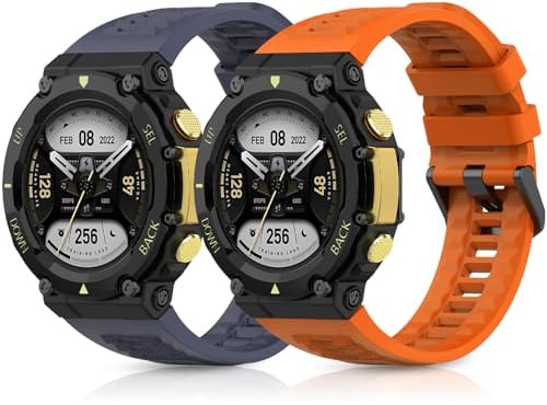 CHULN 2 Pezzis Cinturino Compatibile con Amazfit T-Rex 2 Smartwatch, Regolabile Sportivo in Morbido Silicone di Ricambio Cinturino per Amazfit T-Rex 2.(No Host)
