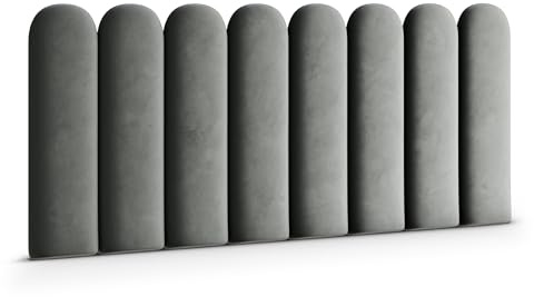 Muralo Wandkissen Gepolstert, Magic Velvet, Wandpolster - 20x100 cm, Grau | Wandpaneel, ideal als Bettkopfteil oder Lendenkissen - für Schlafzimmer und Wohnzimmer, einfache Anbringung mit Montagekleber