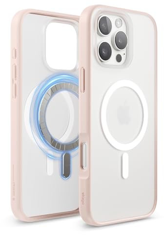 elago Coque Transparente Hybride Magnétique Compatible avec iPhone 16 Pro Max Étui 6,9-Compatible avec MagSafe, Technologie Hybride PC+TPU, Pare-chocs Antichoc, Protection de Caméra Élevée (Rose Mat)