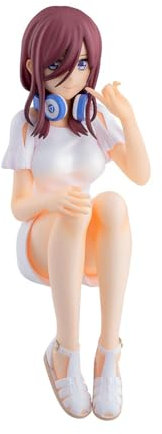 Lzrong Anime Nakano Miku Figur Statue, The Quintessential Quintuplets Actionfigur Sitzen Pose Hören Musik Skulptur Desktop Display Dekoration Ornamente Sammlerstücke Handwerk 14cm