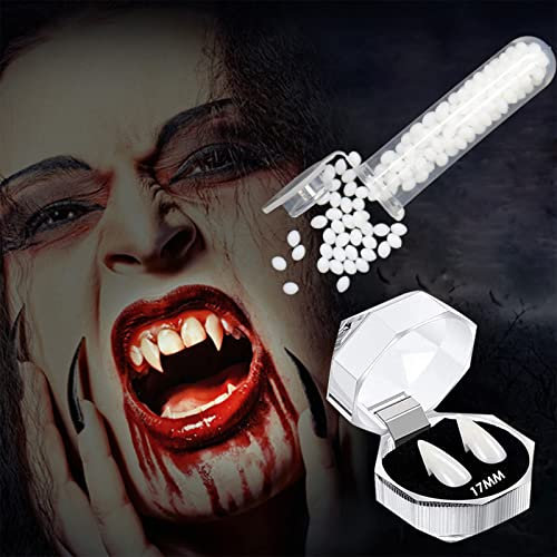 Denti Da Vampiro,Zanne Da Vampiro,Protesi Per Vampiri In Resina,Denti Finti Per Vampiro,Denti Falsi Delle Zanne,Halloween Vampiro Denti,Falsi Denti Per Cosplay,Con Adesivo,17mm,1 Paio