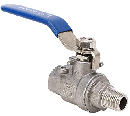 1/4 Zoll NPT Kugelhahn Edelstahl 1, 4 Zoll Kugelhahn Stahl Absperrschalter mit Verriegelungsgriff für Wasser, Öl, Gas
