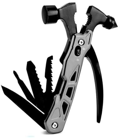 Survival Gear Hammer,12-1 Multitool Camping Zubehör mit Demontage Werkzeug & Scheide,Tragbare outdoor messer,Zange Hammer Schraubendreher Säge Flaschenöffner,Geschenke für Männer