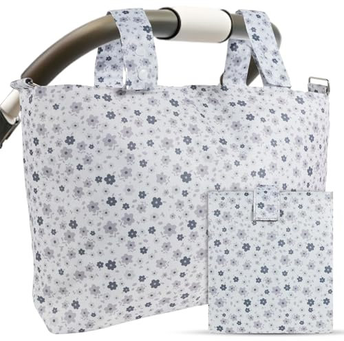 RUAGUMO® Bolso Carro Bebe PREMIUM Organizador | Bolso carrito bebe | Panera de Maternidad para Cochecito, Silla de Paseo y Hospital | Bolsa para Carrito Espaciosa con Compartimentos (Floral)