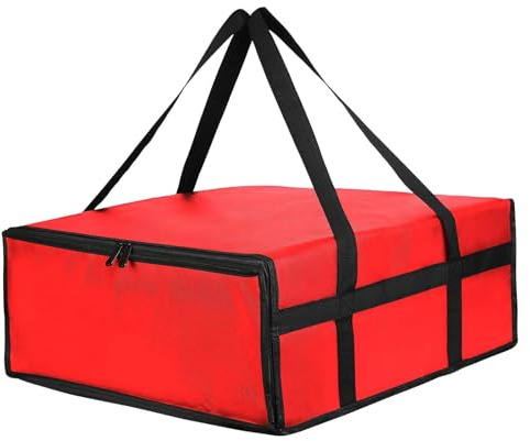 DimyFew Isolierte Pizza-Liefertasche, für Lieferungen, vielseitig einsetzbar, mit Doppelreißverschlüssen, Pizzabox, 50cmx50cmx15cm