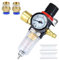 rflaueo 1/4 Air Filter Regulator Compressor with Water Separator and Quick Couplings for Compressor Filter Compressed Air Pressure Regulator Inline(U251-1)