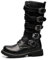 Dcbdx Herrenstiefel Gothic Kniehohe Stiefel Aus Schwarzem Leder Mit Schnallenverschluss & Seitlicher Reißverschluss Schnürschuhe,Schwarz,43 EU