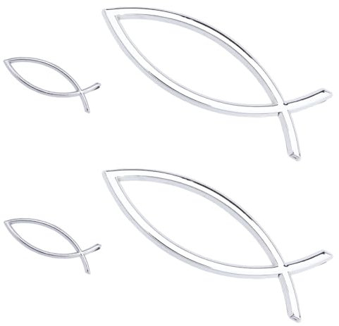 SUPERFINDINGS 4 Stück 2 Designs Christlicher Fisch Aufkleber Kunststoff Christlicher Fisch Aufkleber Fisch Hohl Embleme Glaubensfisch Emblem Aufkleber Für Auto LKW Wände Fenster Fahrzeugdekoration