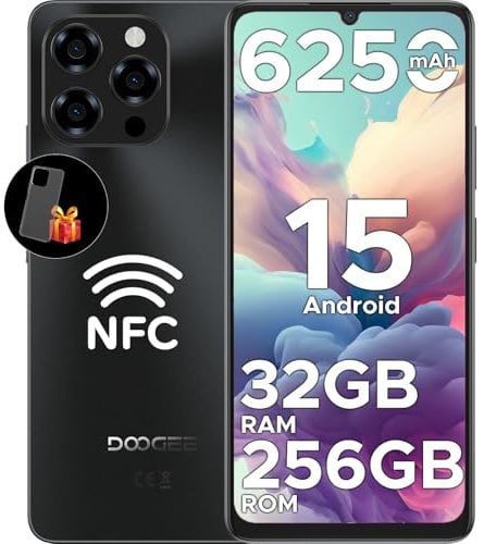 DOOGEE Note 58 Pro Android 15 Smartphone Ohne Vertrag 32GB+256GB Octa Core 6.75 HD+ 90Hz Handy Ohne Vertrag 6250mAh Handy Günstig 16MP+8MP Simlockfreie Handys Dual SIM 4G/ GPS/NFC/Fingerabdruck