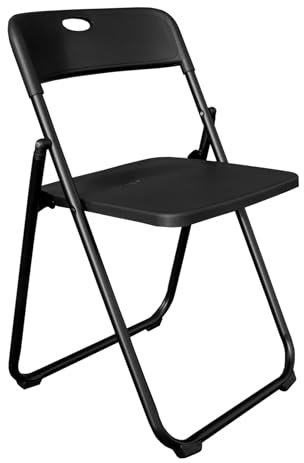 Spetebo Klappstuhl schwarz belastbar bis 110 kg - 87 x 49 cm - Gäststuhl aus Metall und Kunststoff klappbar - Küchenstuhl Beistellstul Stuhl klappbar