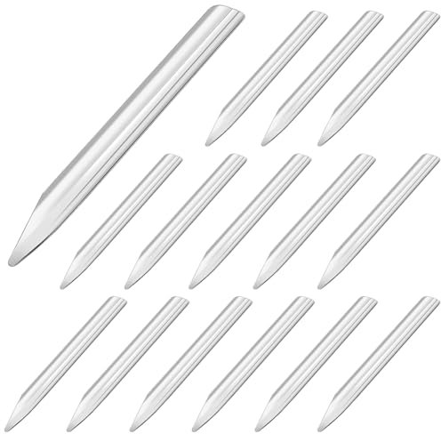 FREEBLOSS 15Pcs Stainless Steel Lab Spatula Filling Scoop with Rounded Pointed Ends Metal Bead Scoop Micro Spatula for Scooping Powders Pastes