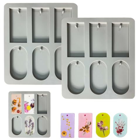 WUERKIYA Moule en Silicone pour Résine Epoxy - Set de 2 Pièces - Design Rectangulaire & Ovale, Facile à Utiliser, Durable et Réutilisable, pour DIY et Création Artisanale, Taille 8 x 4 cm
