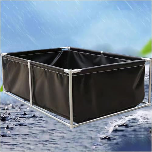 Pounjsd Aquarium Fish Piscine for Enfants, Bassin À Poissons en Toile PVC avec Cadre en Acier 3×3m, Bassin Poisson Exterieur Jardin pour Poissons Rouges Koi, Hauteur 70 cm, Facile à Installer, Noir