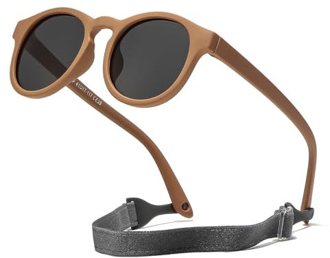 Suertree Occhiali da sole polarizzati per bambini 0-3 anni in silicone occhiali da sole bambini flessibile anti UV400 lente ultra leggera protezione UV all'aperto unisex marrone C28, marrone