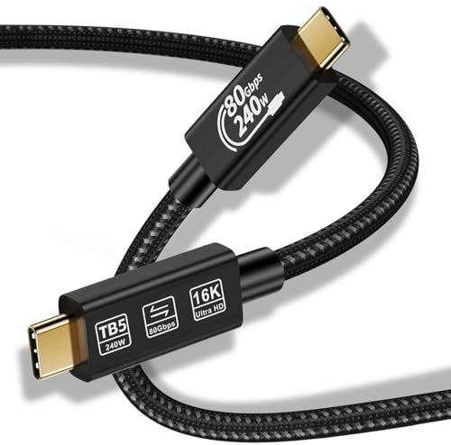 Fcnjsao Cable de datos USB tipo C de 80 Gbps, 240 W, carga rápida, cable de video de 16 K, cable de extensión USB C de almacenamiento de datos de alta velocidad