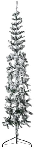 Home & Garden Furniture-Slim, albero di Natale artificiale con neve floccata, 210 cm
