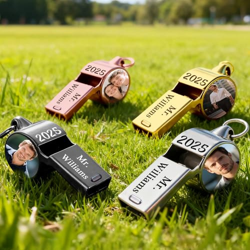 Trillerpfeife Personalisiert aus Edelstahl mit Lanyard,Individuell Gravierte Schiedsrichter Pfeife mit Namen, Laute Trillerpfeife für Basketball & Fußball,Personalisierte Geschenke für Trainer, Lehrer
