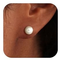 ZNBOH Boucles d'oreilles Perle Femme Argent 925 Or Clous d'oreilles Mariage | Boucle d'Oreille en Perle de Culture Blanche et Zirconium,Hypoallergénique Studs,Piercing Helix et Tragus,Bijoux pour Femme
