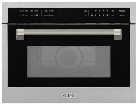 ZLINE Autograph Edition 24 in. 1.6 cu ft. Built-in Convection Microwave Oven in Stainless Steel and Polished Nickel Helix Handle (MWOZ-24-KPN)